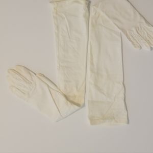 Vintage Victorian Opera Length White Nylon Gloves.  22 Inch